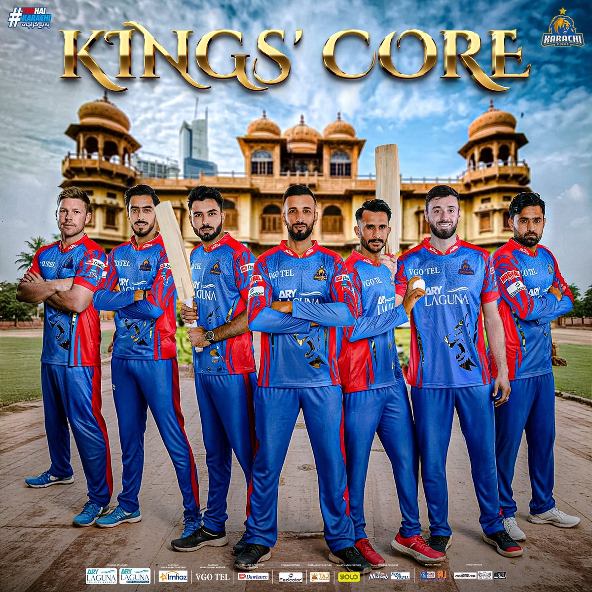 KarachiKingsARY's tweet photo. 𝙎𝙚𝙘𝙪𝙧𝙞𝙣𝙜 𝙤𝙪𝙧 𝙘𝙤𝙧𝙚! 💙❤️

Our top 7️⃣ retentions are ready to shine in #HBLPSL10 🤩

#YehHaiKarachi | #KarachiKings | #KingsSquad https://t.co/Zh6dSzxs9x