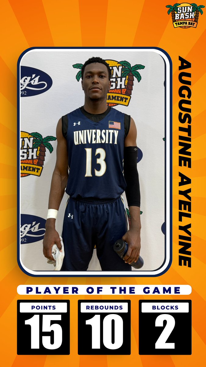 Game 16: <a href="/sunbashtourney/">Sun Bash</a> Tampa Bay  

Players of The Game  

⬅️ 2026 G Willie Piggott Jr. (Tampa Catholic) shot the ball at a high clip, attacked &amp; pushed the tempo

➡️ 2025 C Augustine Ayelyine (University Christian) had a productive outing at the rim, rebounding &amp; attacking