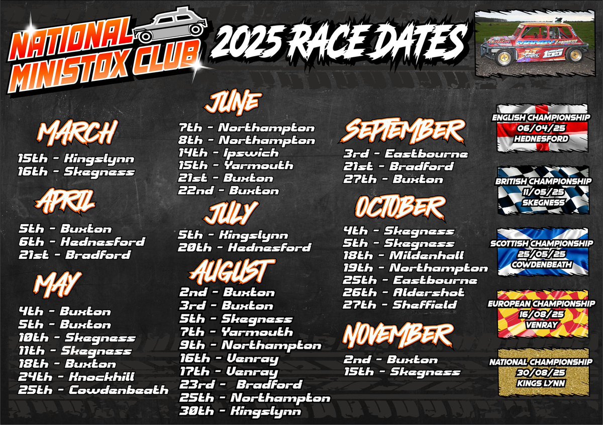 We have a fixture list - woohoo! Can't wait to be on track again. See you at Kings Lynn in March!