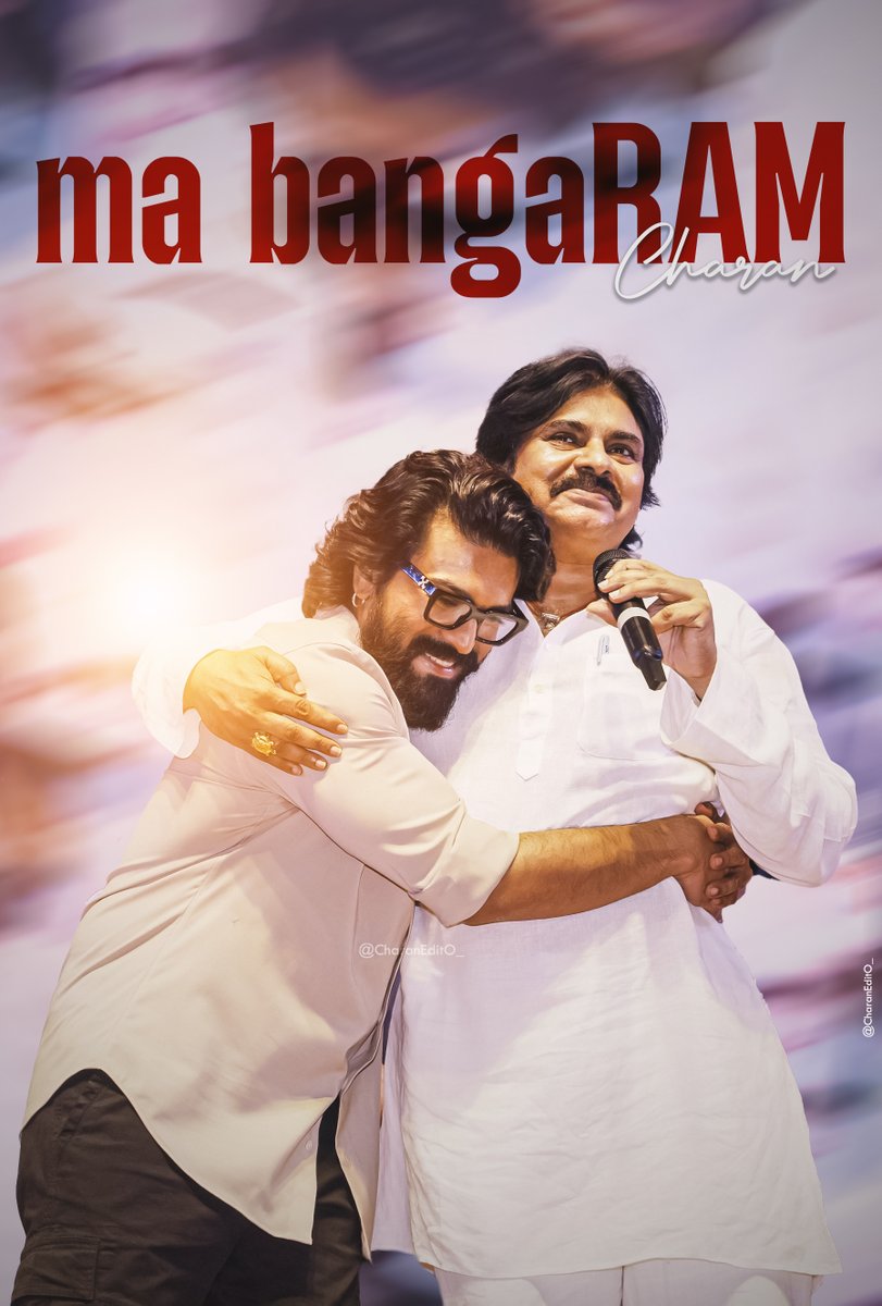 CharanEditO_'s tweet image. ma bangaRAM Charan ❤️😍
             - Babai #PawanKalyan 😍

#MegaPowerEvent