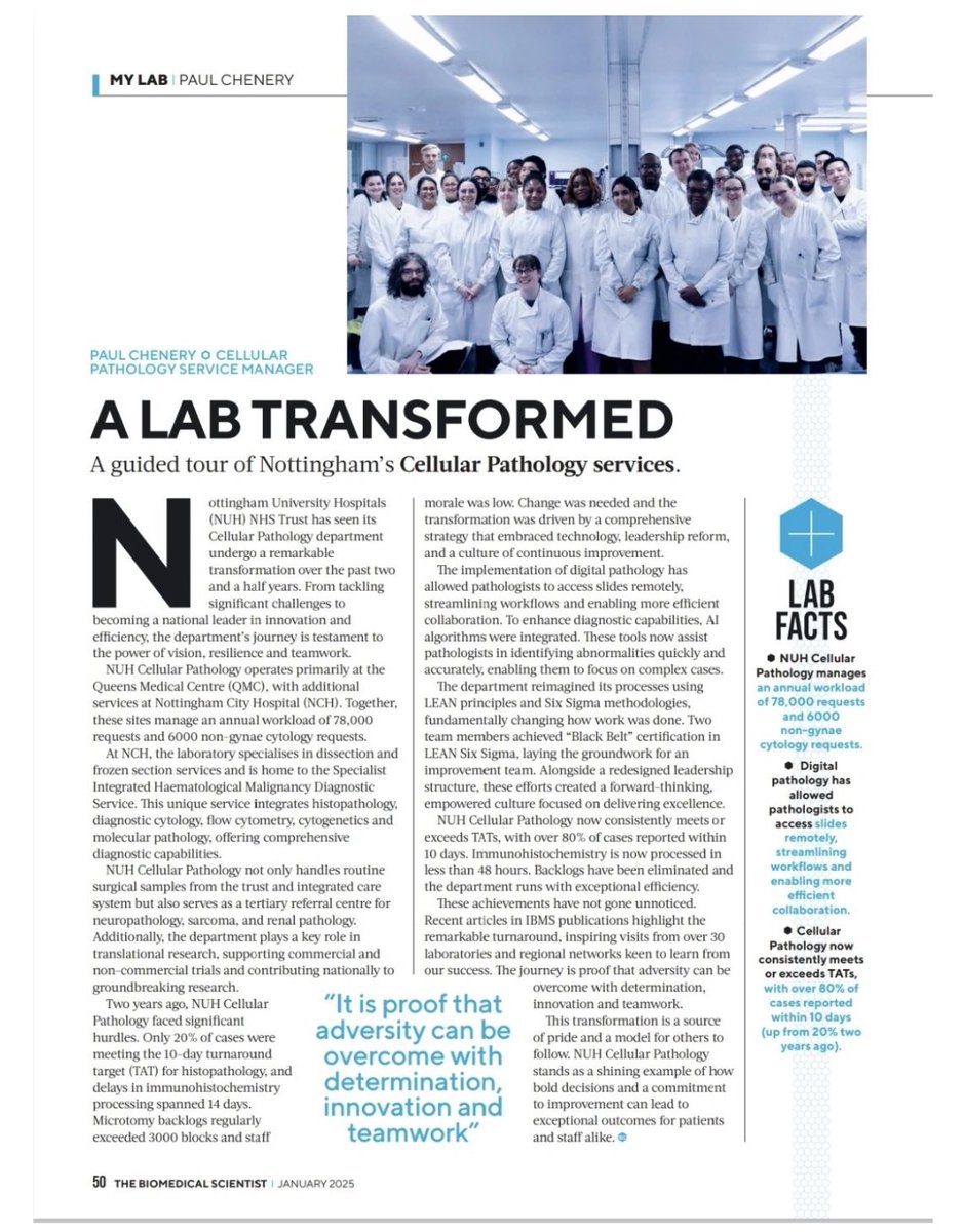 Nottingham University Hospitals (@nottmhospitals) on Twitter photo The ‘remarkable transformation’ of our Cellular Pathology service features in this month’s issue of The Biomedical Scientist <a href="/IBMScience/">IBMS #AtTheHeartOfHealthcare</a>.
➡️ “NUH Cellular Pathology stands as a shining example of how bold decisions and a commitment to improvement can lead to exceptional outcomes The ‘remarkable transformation’ of our Cellular Pathology service features in this month’s issue of The Biomedical Scientist <a href="/IBMScience/">IBMS #AtTheHeartOfHealthcare</a>.
➡️ “NUH Cellular Pathology stands as a shining example of how bold decisions and a commitment to improvement can lead to exceptional outcomes