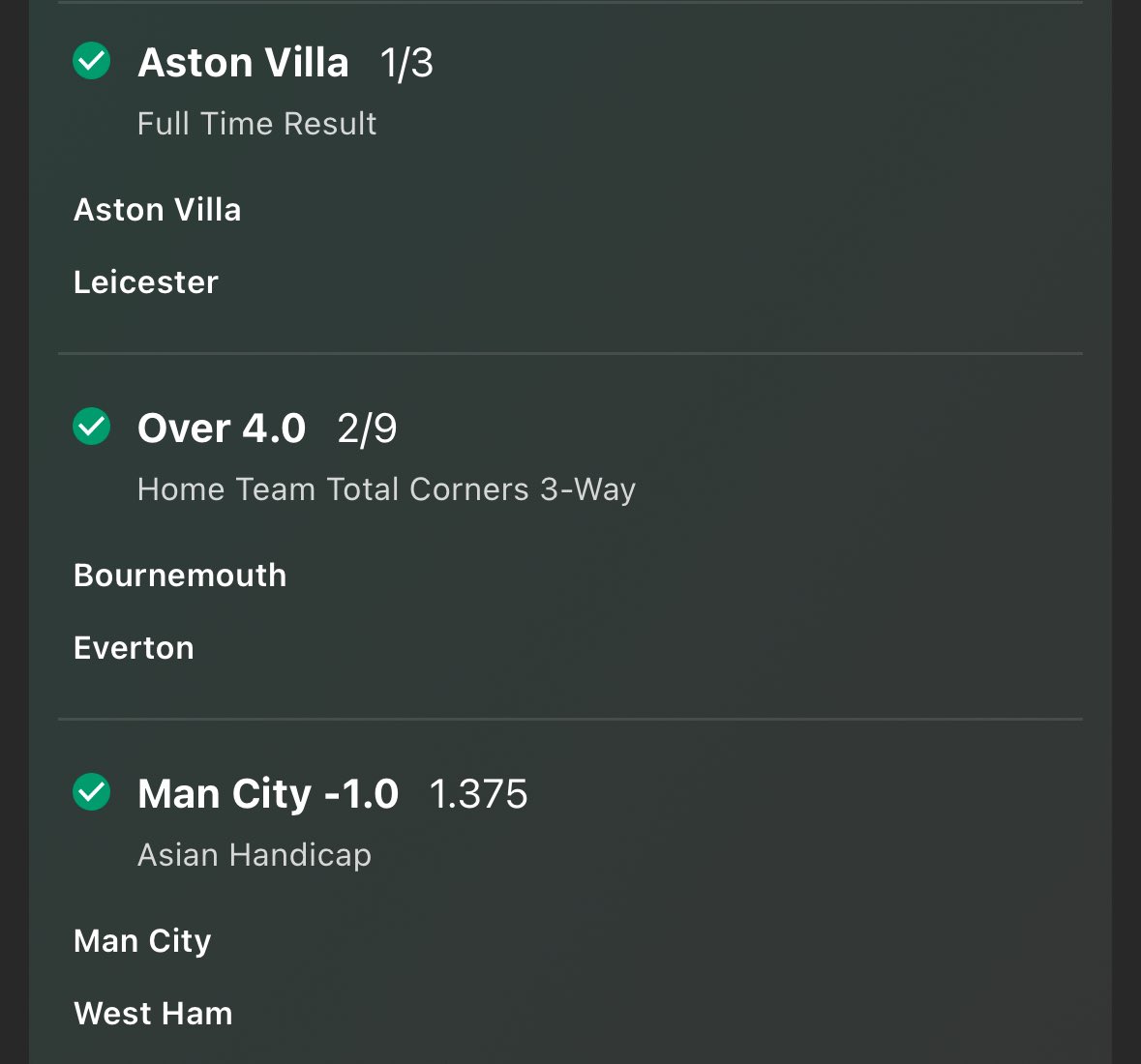 BOOOOOM 💥 

2/3 trebles land 

8 out of 9 picks in the Acca land too, Middlesbrough letting us down on the 32/1 🤒

Smash a like if you was on ❤️