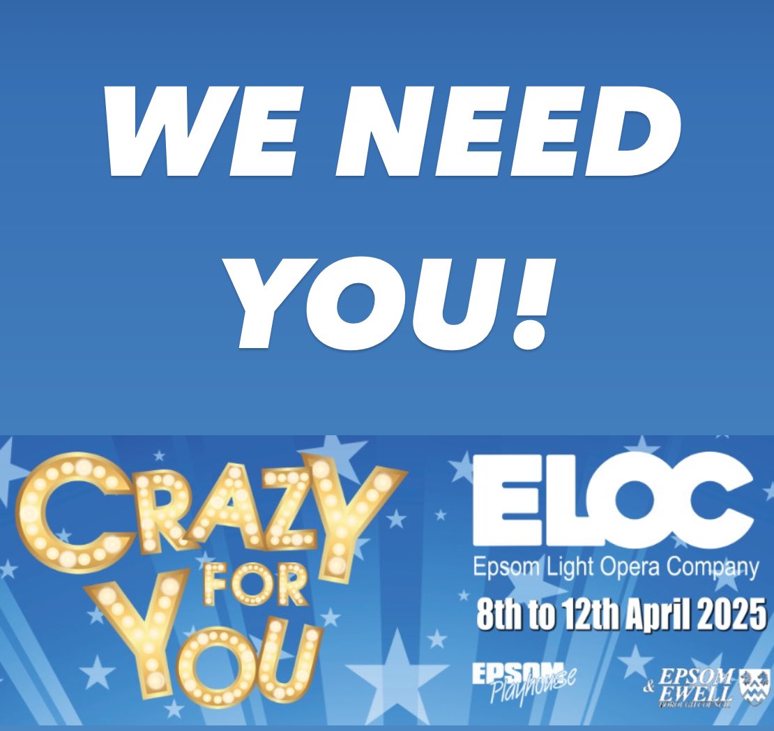 EpsomLightOpera's tweet image. 🎭 We Need You! 🎭

We are looking for 3 men to join our cast of C4Y! This hilarious, high-energy show is packed with incredible comedy, show-stopping songs, and tons of fun!

We’re also looking for someone to play Everett Baker who is Polly’s Father! Contact us for more details!
