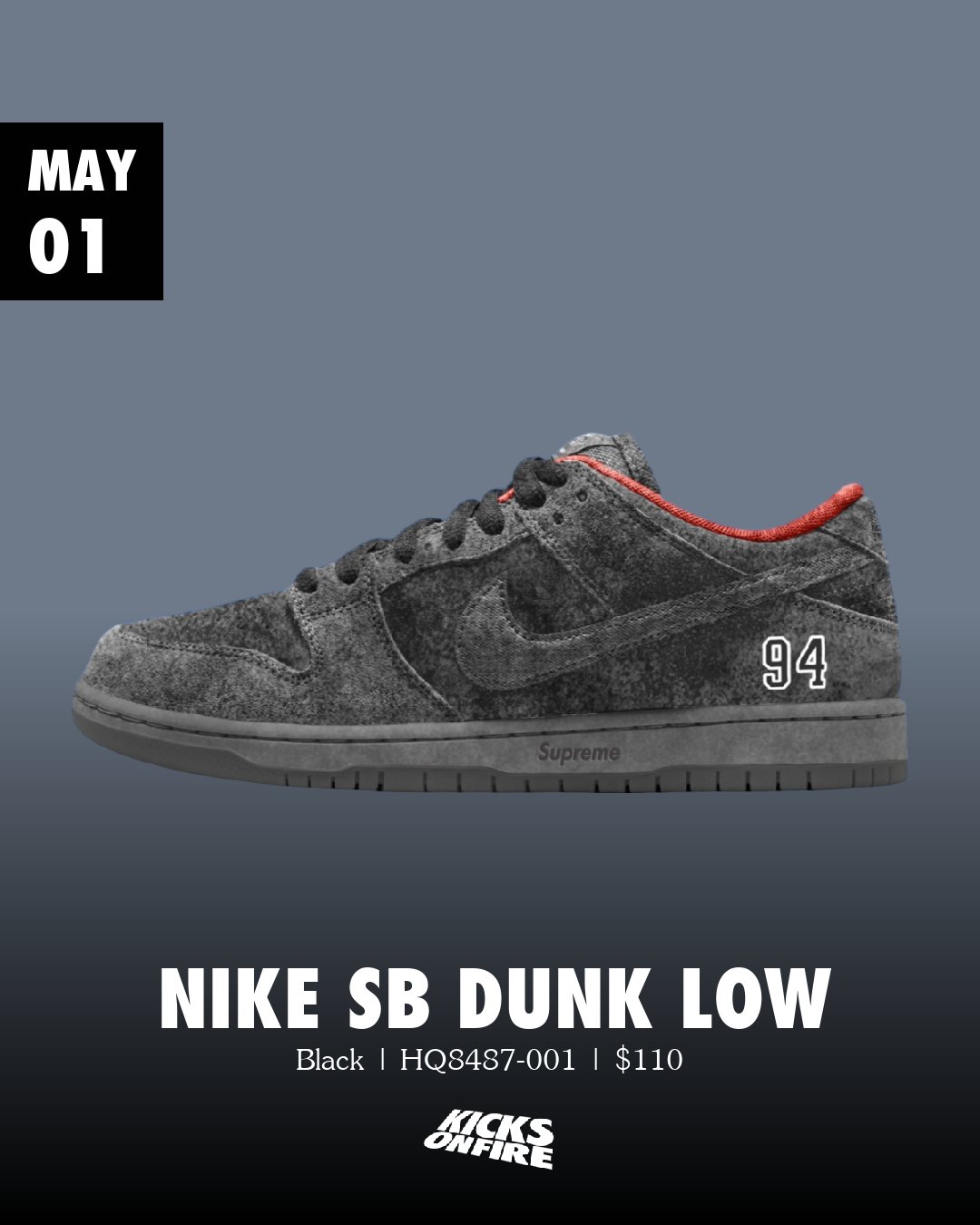 靴 Supreme 25AW SB DUNK HQ8487-001 Black 27 Supreme x Nike SB Dunk Low Black | HQ8487-001