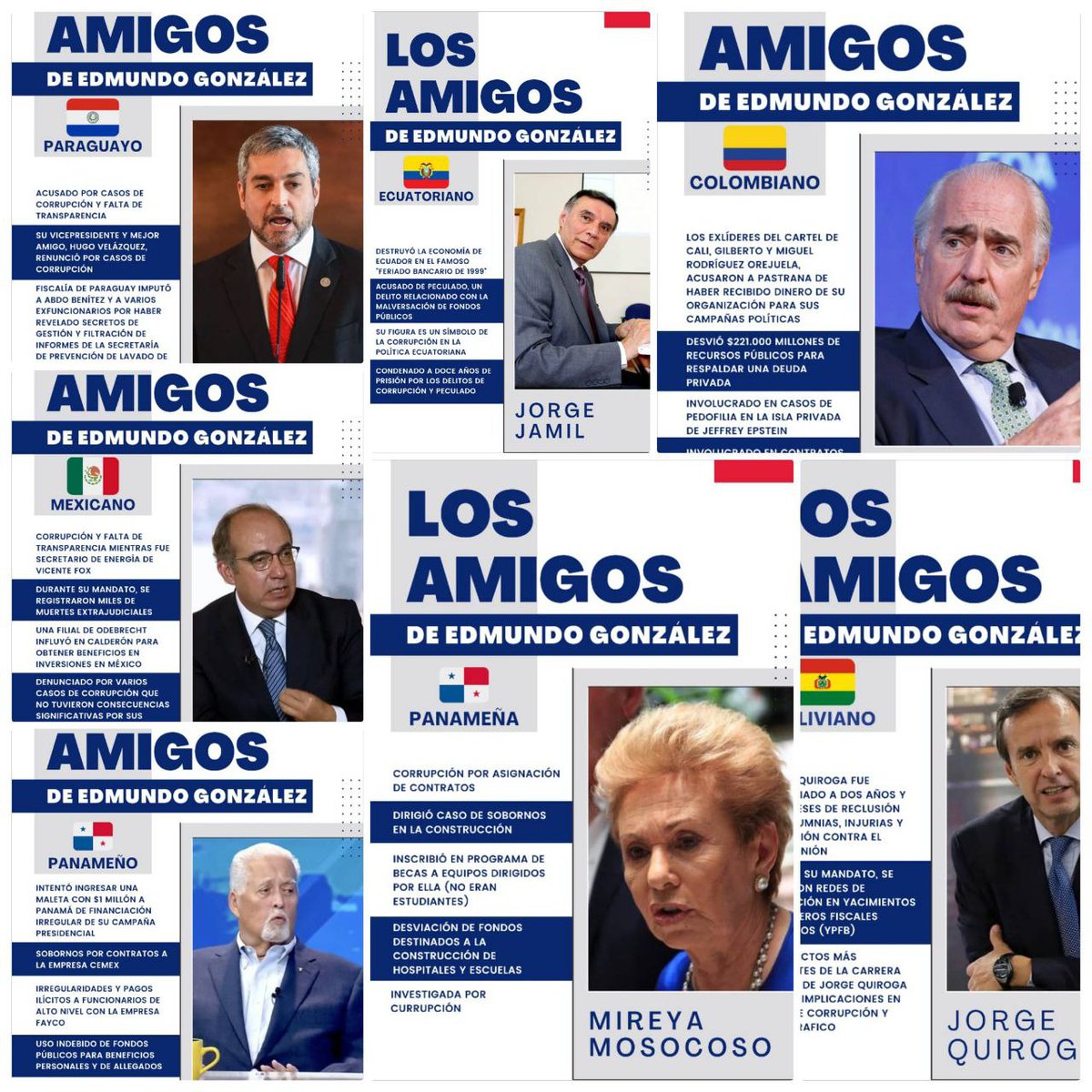 <a href="/planwac/">William Castillo Bollé</a> Es una #GiraDelFracaso con puros bates quebraos e inmorales de la política 
<a href="/VicenteFoxQue/">Vicente Fox Quesada</a> Fosssss
<a href="/PatoBullrich/">Patricia Bullrich</a> borrachina 
<a href="/AndresPastrana_/">Andrés Pastrana A</a> arrastrana 
<a href="/FelipeCalderon/">Felipe Calderón 🇲🇽🇺🇦</a> felipillo 
<a href="/latiaayeya/">Mireya Moscoso</a>