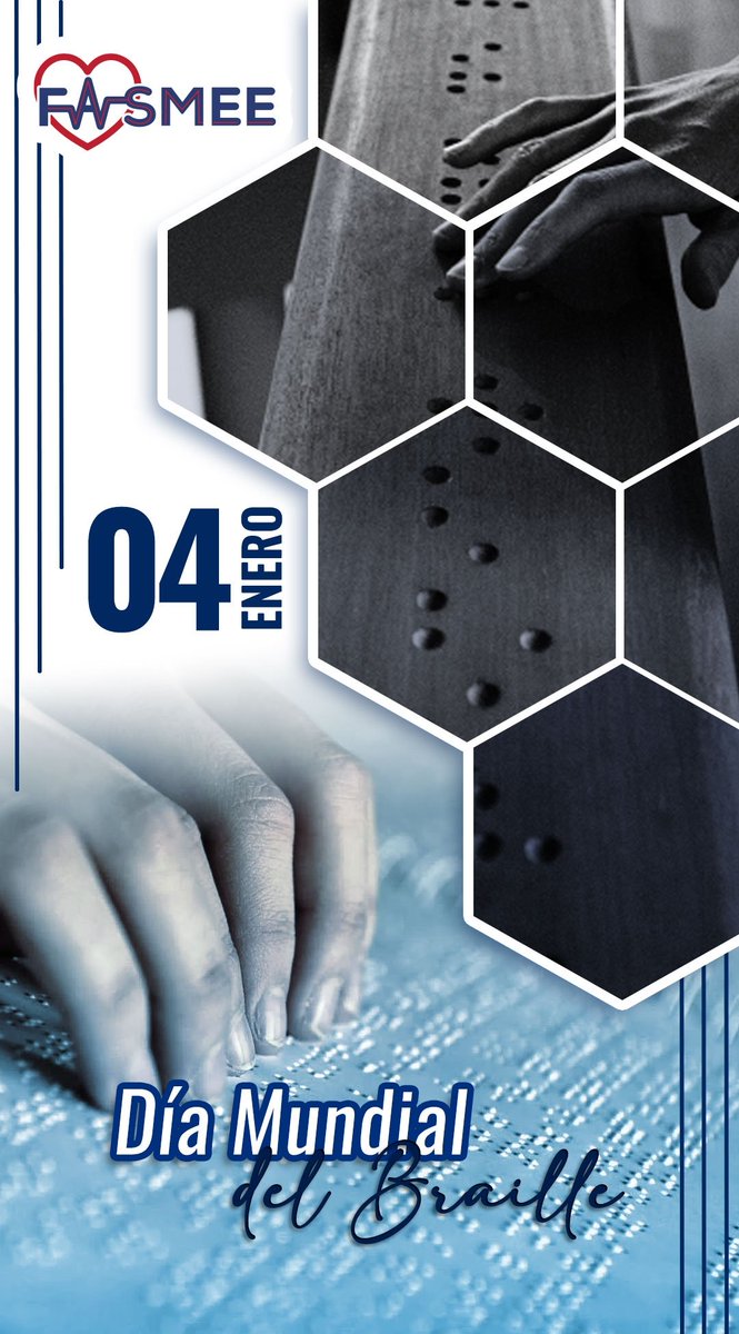 #04Ene25
Se eligió está fecha, para conmemorar el nacimiento de Louis Braille en 1809, quien fue un profesor francés de invidentes y creador del sistema de escritura braille que lleva su nombre. La primera celebración del Día Mundial del Braille se llevó a cabo el 4 E de 2019.