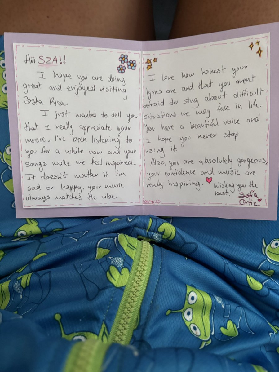 Leaving Costa Rica and got this sweet letter .. this made my day ! Love you and thank you Sofia ortiiizzz 💝🫀🫂ps ur hand writing is lovely