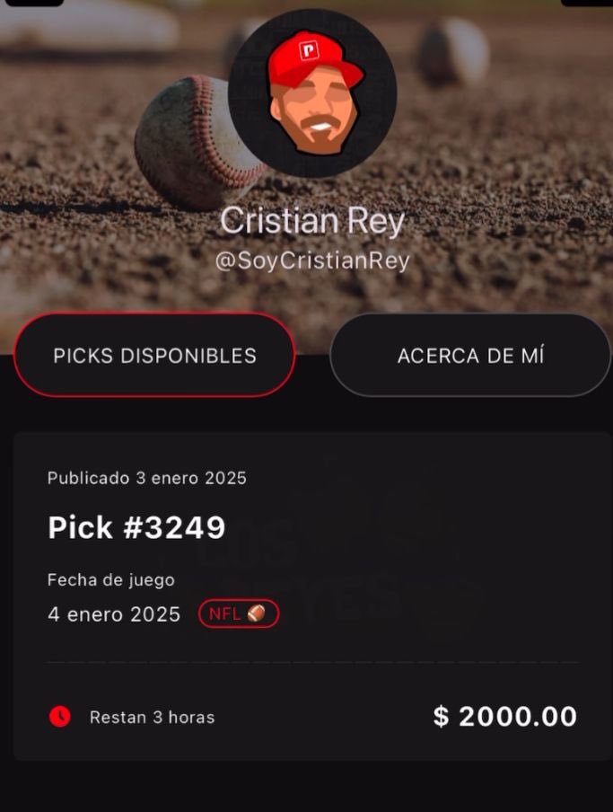 PicksAnonymous_'s tweet photo. 🚨 ¿VAN A QUERER EL PICK DE CRISTIAN REY EXCLUSIVO DE LA APP LOS REYES?

50 REPOST 🔁 A ESTA PUBLICACIÓN Y ES SUYO. 

VAMOS POR EL 8/8 ✅🔥 https://t.co/mOJnn5Fu3p