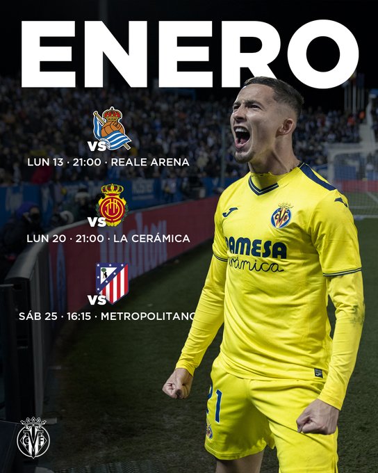 noticies_d's tweet photo. VILLARREAL CF// Els partits que disputarà el primer equip masculi del Villarreal CF aquest mes de gener de 2025
https://t.co/Of4eGTs2wq
#partits @villarrealcf #futbol #esports #noticies https://t.co/mf0xVRWOOx