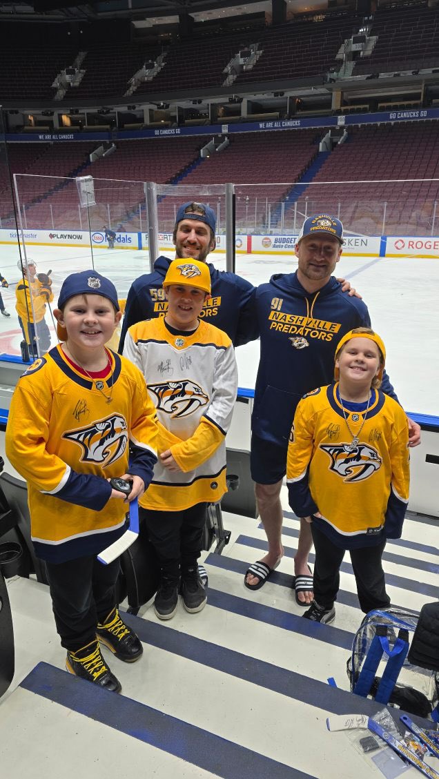 DC__6's tweet photo. @bgwalker18 a huge thank you from the Cain family. @PredsNHL Roman Josi , Steven Stamkos , Zachary L’ Heureux ,Adam Wilsby , Luke Schenn for giving us their time and making this an unforgettable day for these three boys. https://t.co/XAovjNnyrX
