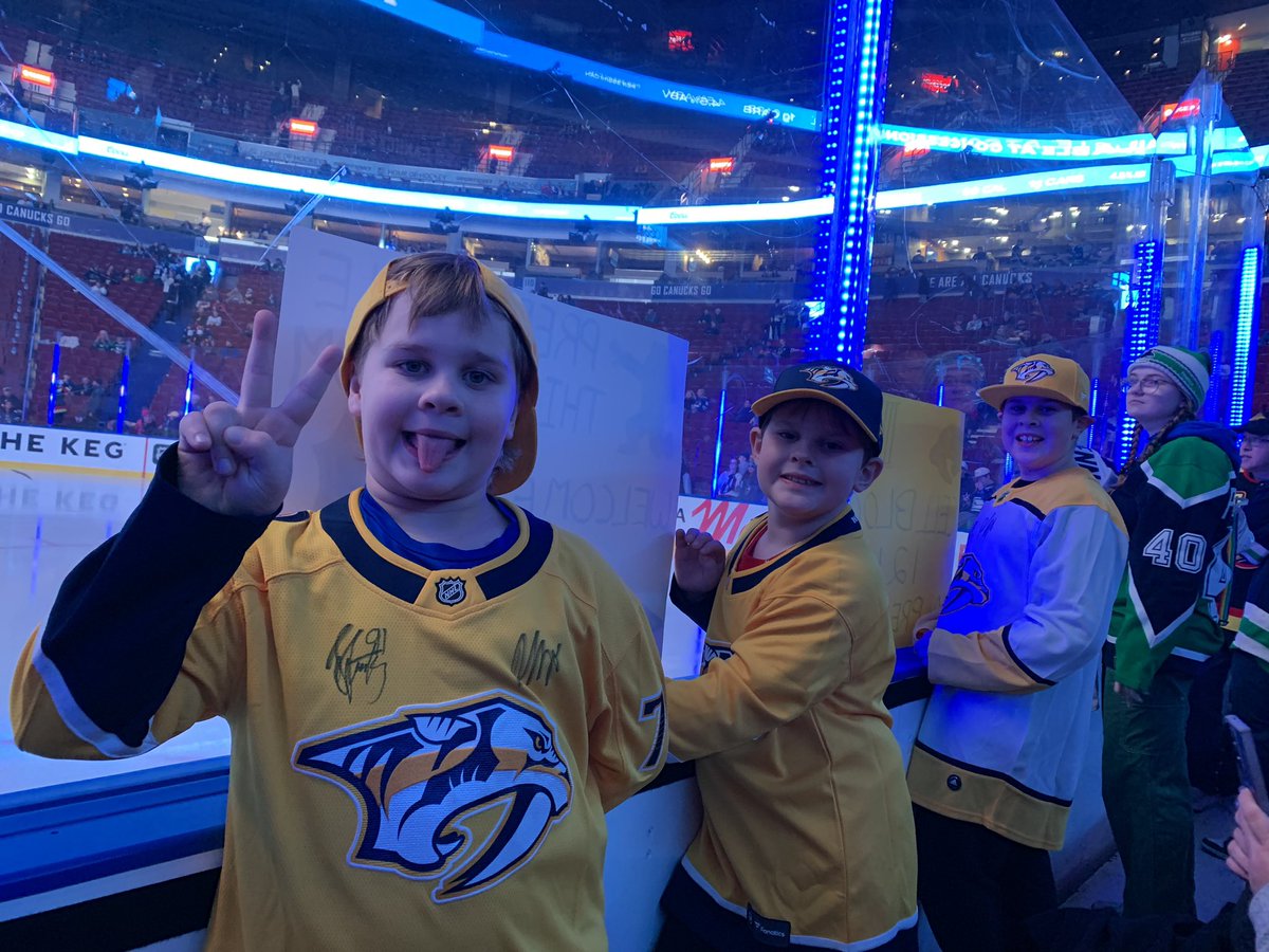 DC__6's tweet photo. @bgwalker18 a huge thank you from the Cain family. @PredsNHL Roman Josi , Steven Stamkos , Zachary L’ Heureux ,Adam Wilsby , Luke Schenn for giving us their time and making this an unforgettable day for these three boys. https://t.co/XAovjNnyrX