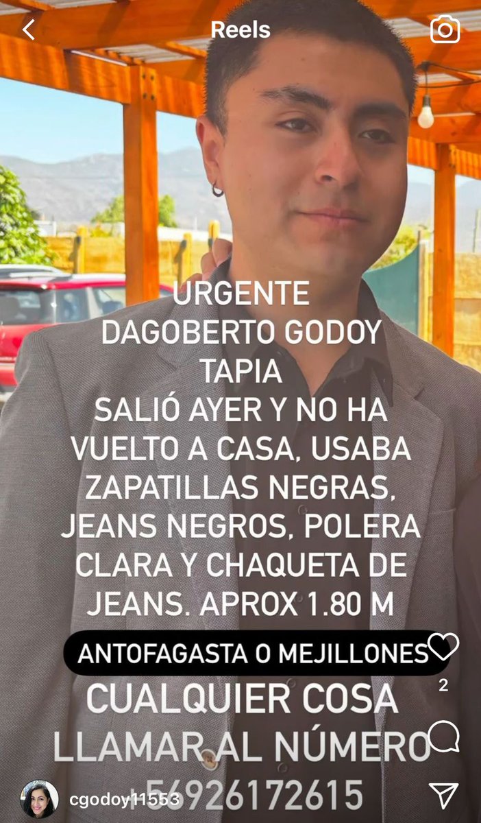 Persona extraviada.
Se agradece cualquier información.
#Antofagasta #Mejillones