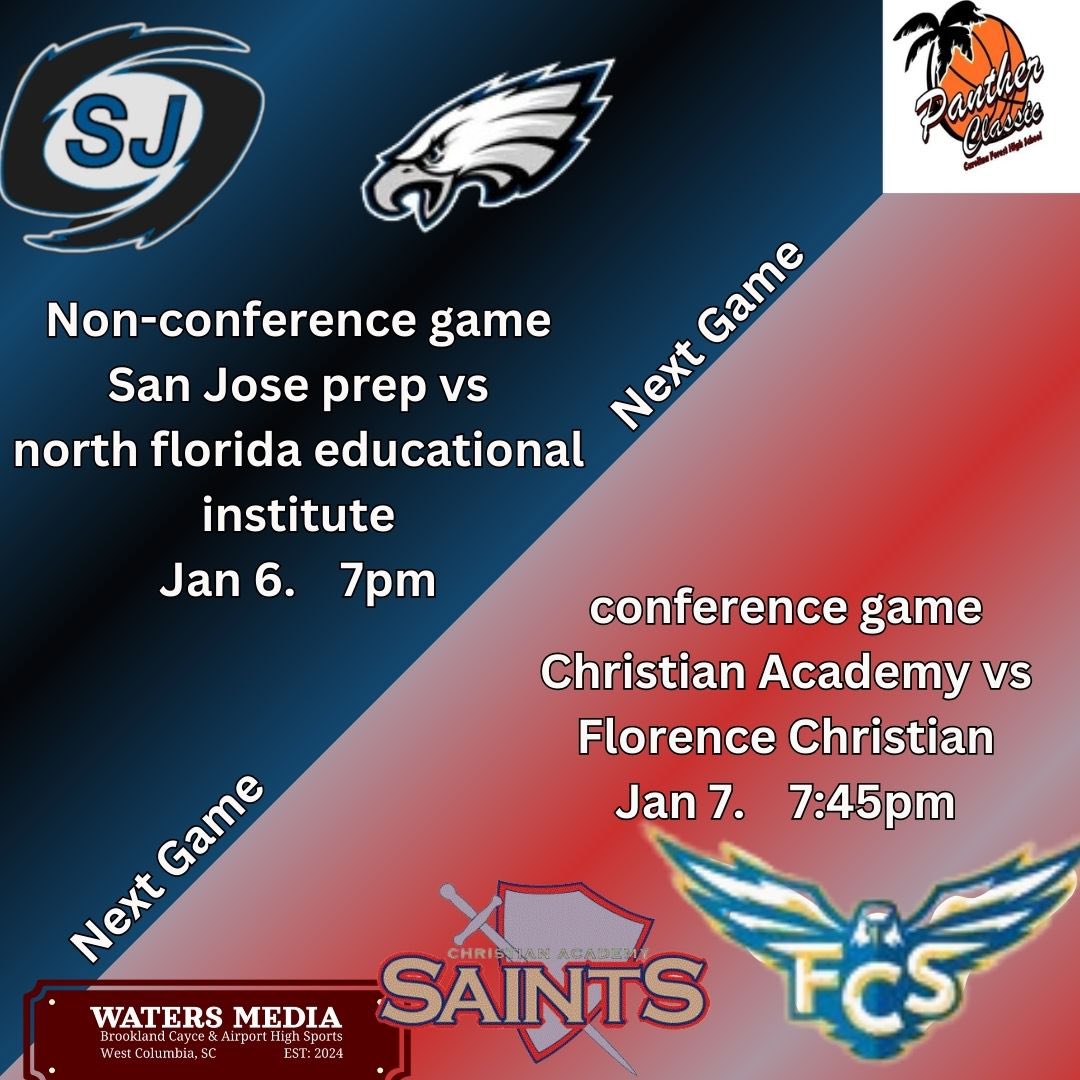 Tristan waters (@tristanwaters6) on Twitter photo Final of <a href="/PantherClassic/">PantherClassic</a>, Game 1
San Jose Prep (FL), Storm vs Christian Academy, Saints. Good luck on rest of the season
<a href="/sjp_athletics/">San Jose Prep Athletics</a> vs <a href="/CA_SaintsBball/">Saints Basketball</a>
<a href="/SCBCA/">South Carolina Basketball Coaches Association</a> <a href="/LouatTheState/">Lou Bezjak</a> <a href="/junebugnewyork/">Thomas Grant Jr.</a> <a href="/peedeesportss/">Pee Dee SC High School Sports Page</a> <a href="/forest_carolina/">Carolina Forest Basketball</a> Final of <a href="/PantherClassic/">PantherClassic</a>, Game 1
San Jose Prep (FL), Storm vs Christian Academy, Saints. Good luck on rest of the season
<a href="/sjp_athletics/">San Jose Prep Athletics</a> vs <a href="/CA_SaintsBball/">Saints Basketball</a>
<a href="/SCBCA/">South Carolina Basketball Coaches Association</a> <a href="/LouatTheState/">Lou Bezjak</a> <a href="/junebugnewyork/">Thomas Grant Jr.</a> <a href="/peedeesportss/">Pee Dee SC High School Sports Page</a> <a href="/forest_carolina/">Carolina Forest Basketball</a>