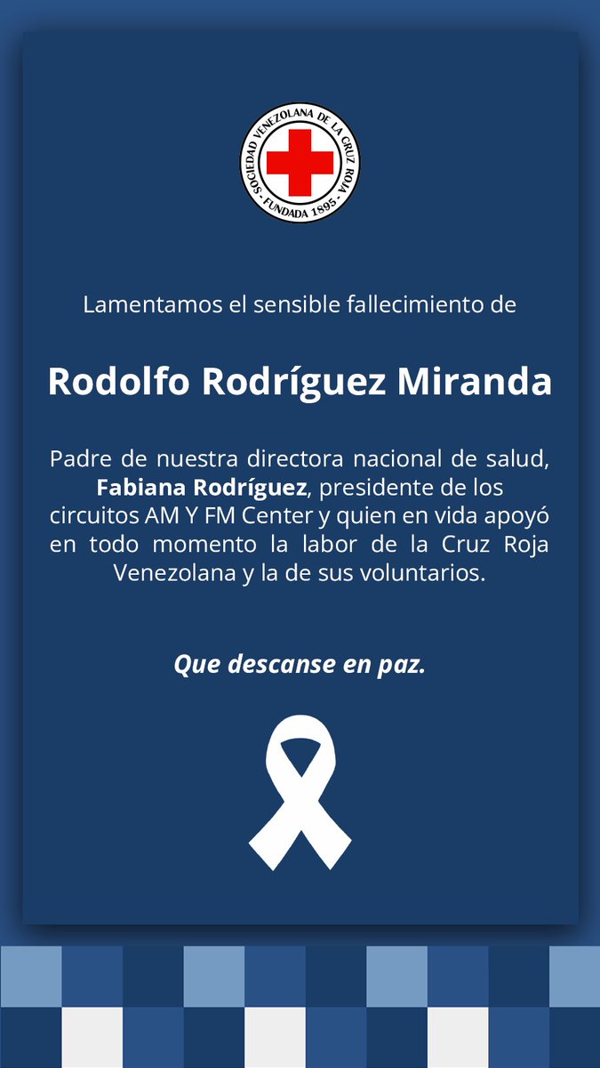 En nombre de nuestra directiva, voluntarios y miembros lamentamos el sensible fallecimiento de Rodolfo Rodríguez Miranda.