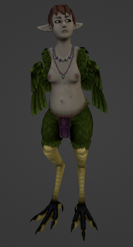 bpikoll's tweet photo. Harpy lady. Playing around with using vertex shading in conjunction with a black and white texture on top. https://t.co/eygSV8ZaZm