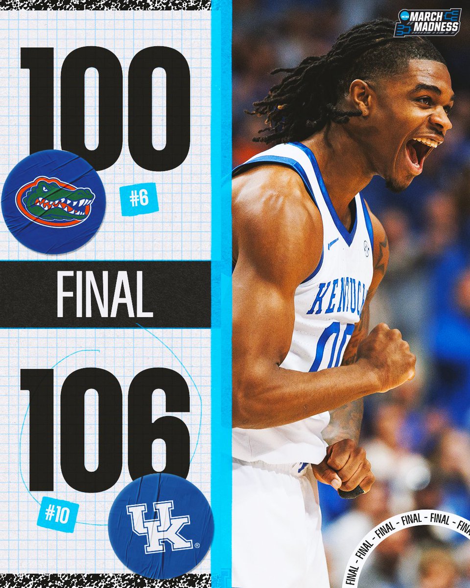 MarchMadnessMBB's tweet photo. NO. 10 KENTUCKY WINS A TOP-10 BATTLE ⚔️

The Wildcats hand No. 6 Florida their first loss of the season 😼 https://t.co/OO3VTWieUM