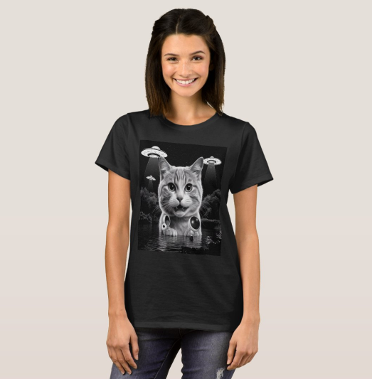 MohammedRa50287's tweet photo. Explore a whimsical mix of humor and sci-fi with this unique cat and UFO design! Featuring a curious cat and flying saucers in a surreal starry scene, it’s perfect for animal lovers and space enthusiasts seeking a fun and standout gift.
#CatLovers #UFOArt 
https://t.co/z0mfFwVXyG https://t.co/pC3AcPOzEZ