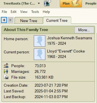 Our "Charlotte County Family Tree" (TreeRoots) just surpassed 73,000 individuals. Unfortunately with the passing of two local men that are gone too soon.  Rest in peace. #genealogy #NBHeritage #NBGS #FTM2019 #CharlotteCounty #familytree #NBHistory