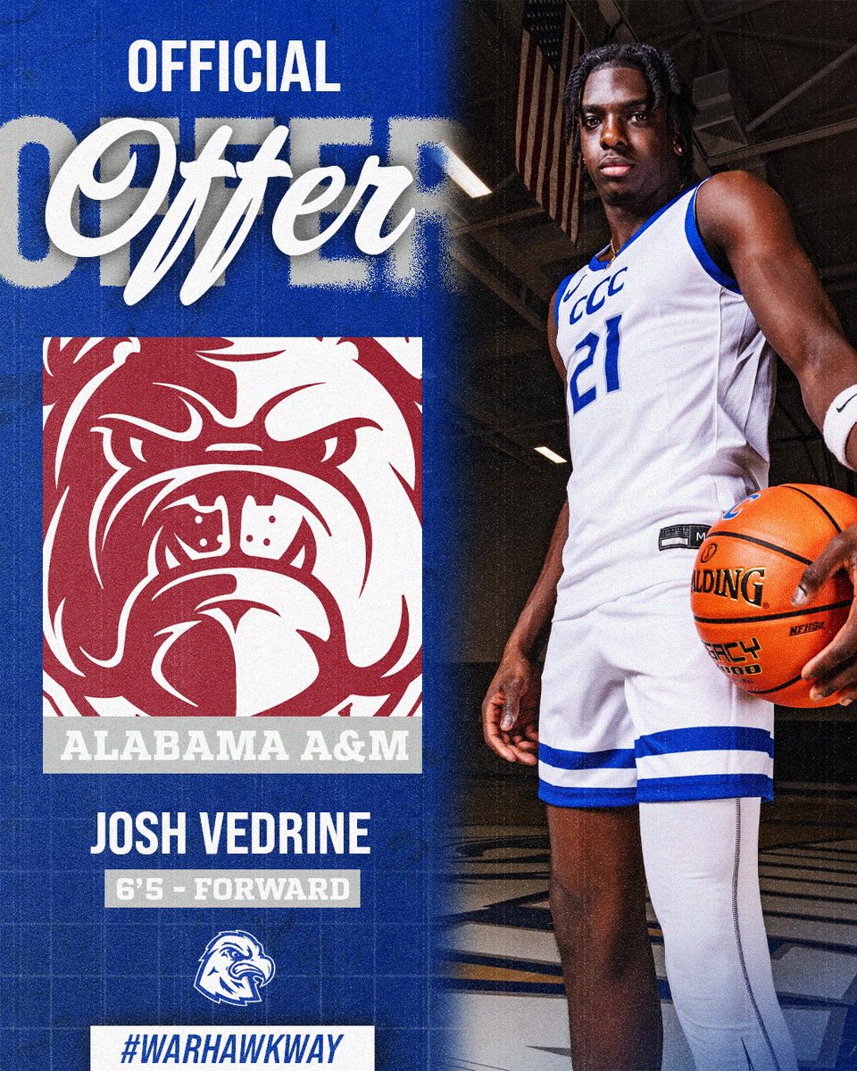 Congratulations to Josh Vedrine, 6’5 Freshman Forward, on receiving an offer from Alabama A&amp;M University🪖🦅

#WARHAWKWAY | #PRICETAG