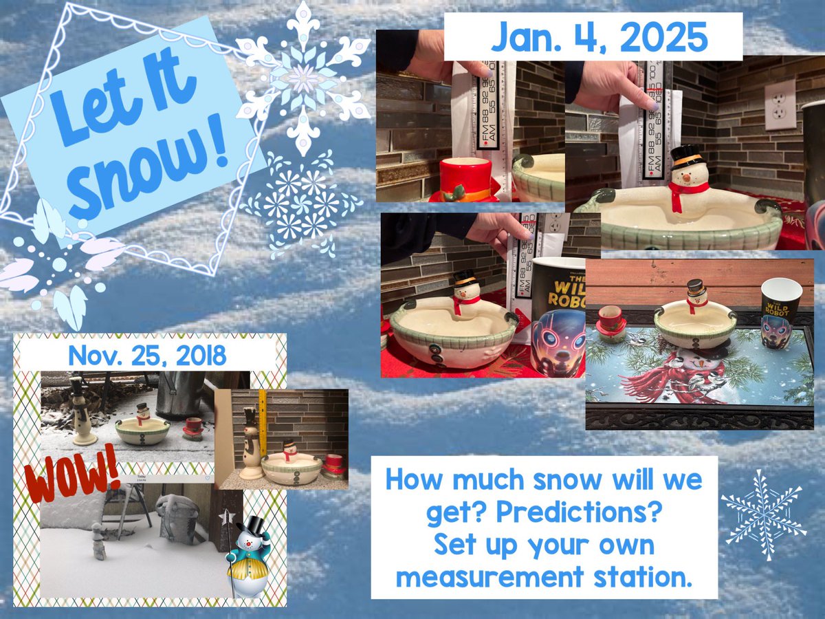 Madison Place Library (@madisonplacelib) on Twitter photo Well, Mavericks…
What do you think? Will we have more snow than November 25, 2018 (when I last set up a measurement station)? Show us your measurement stations & tweet your predictions to <a href="/MadisonPlaceK5/">Madison Place</a> or DM to instagram.com/madisonplaceel…. Well, Mavericks…
What do you think? Will we have more snow than November 25, 2018 (when I last set up a measurement station)? Show us your measurement stations & tweet your predictions to <a href="/MadisonPlaceK5/">Madison Place</a> or DM to instagram.com/madisonplaceel….