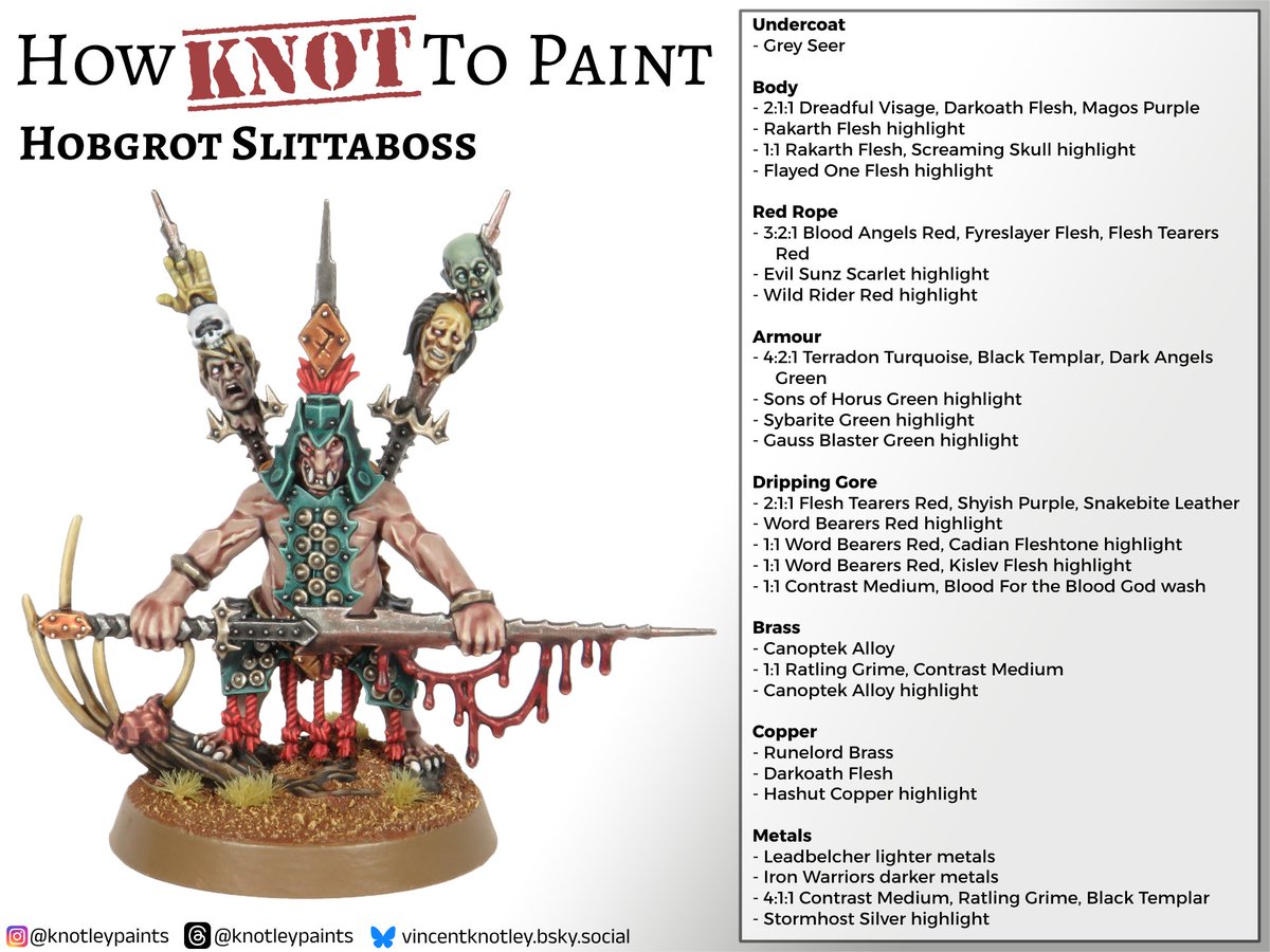 Vincent Knotley (@vincentknotley) on Twitter photo Here's How Knot To Paint this here Hobgrot Slittaboss <a href="/warhammer/">Warhammer Official</a> sent my way.
If you wanted to know the dead heads' recipes (I ran out of space. Oops) just ask.
#WarhammerCommunity #OrrukWarclans #AdWIP Here's How Knot To Paint this here Hobgrot Slittaboss <a href="/warhammer/">Warhammer Official</a> sent my way.
If you wanted to know the dead heads' recipes (I ran out of space. Oops) just ask.
#WarhammerCommunity #OrrukWarclans #AdWIP