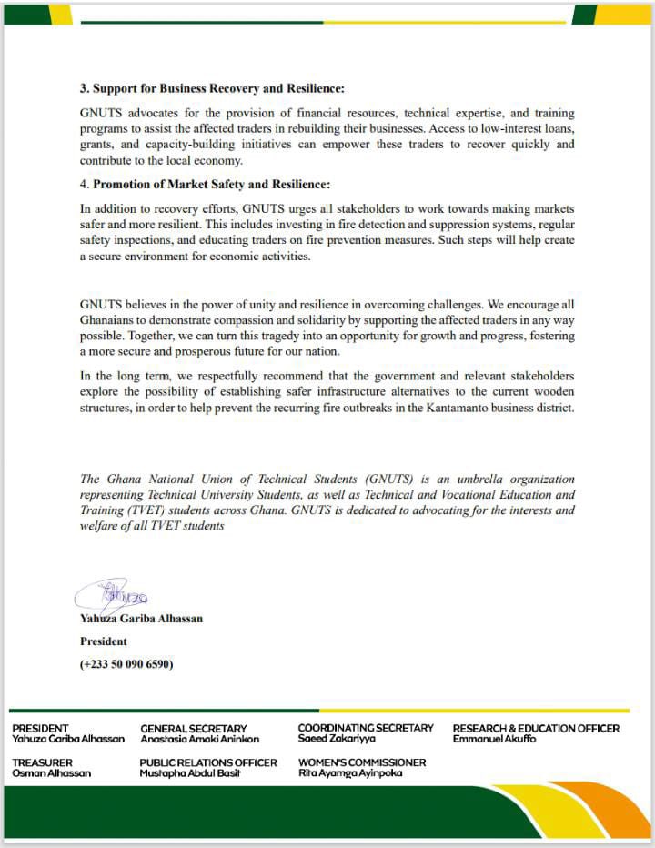 GNUTS expresses its sympathy to all traders affected by the fire outbreak in Kantamanto and seek an emergency relief to restore hope for affected traders.
<a href="/GNUTS_LIVE/">Ghana National Union of Technical Students</a>