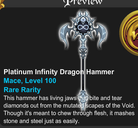 PrimalRat's tweet photo. @Alina_AE @PopowDimitar The gold version is still not dropping and the item description of the weapon is the same as a nulgath weapon. https://t.co/xeJDaJ0utp