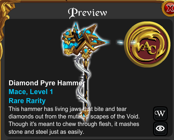 PrimalRat's tweet photo. @Alina_AE @PopowDimitar The gold version is still not dropping and the item description of the weapon is the same as a nulgath weapon. https://t.co/xeJDaJ0utp