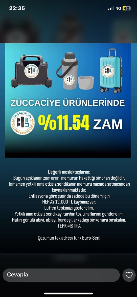 #MemuraRefahPayı 
Bu zam oranından sonra termosunuzdan bir bardak soğuk su için ve bavulunuzuda alıp gidin.
<a href="/BuroMemurSen_/">Büro Memur-Sen</a>