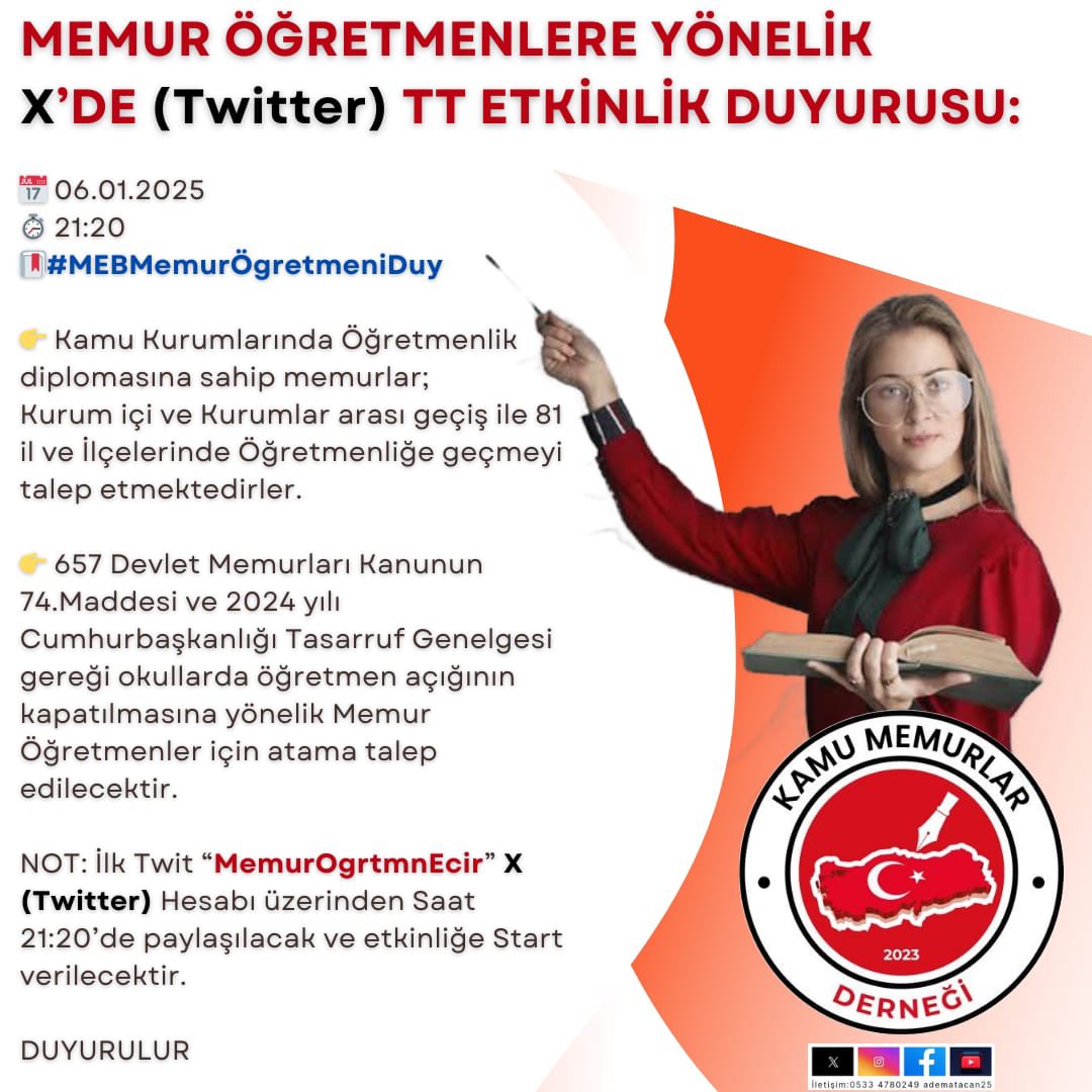 ÜLKEMİZ GENELİNDE ONBİNLERCE ÖĞRETMEN AÇIĞI VARKEN…!

KAMU KURUMLARINDA ÖĞRETMENLİK MEMUZUNU OLANLARA GEÇİŞ HAKKI TANINARAK ÖĞRETMENLİK MESLEĞİNE KAVUŞTURULMALIDIR.

SN. MİLLİ EĞİTİM BAKANIM <a href="/Yusuf__Tekin/">Yusuf Tekin</a> 
BU ÇAĞRIYA SES VERİN