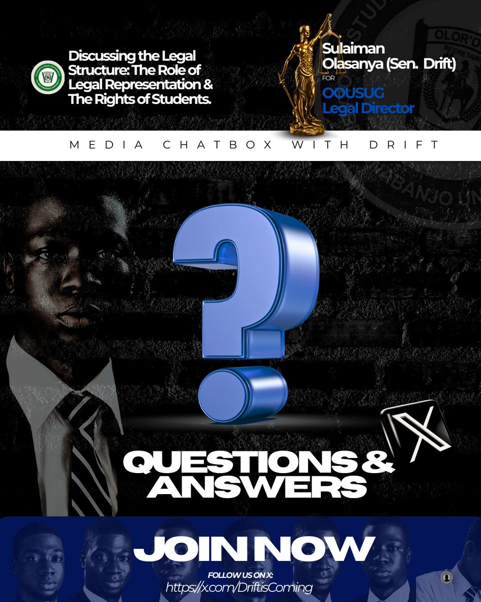 OOUSUGLD's tweet photo. QUESTIONS AND ANSWERS SESSION IS NOW LIVE.
#DiftForLegalDirector. #AltruisticAdvocacy. https://t.co/o3zx5Bc379