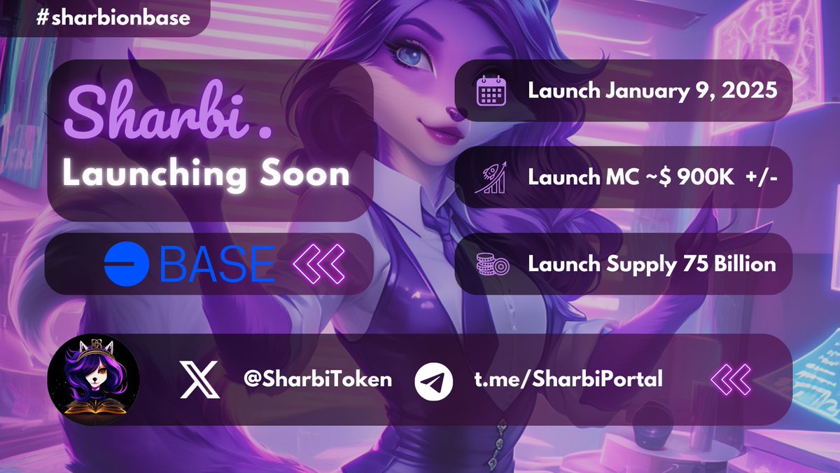 SharbiToken's tweet image. 🚀🌟 Mark your calendars! January 9, 2025, is the day QUEEN $SHARBI takes her throne on #BaseChain 

🎉 Get ready for a Crypto Queen Revolution as SHARBI.FUN launches soon after on #BASE 🤑

Don't miss your chance to join the Meme Royalty! 👑

GET SOME! 💸🤑💸
