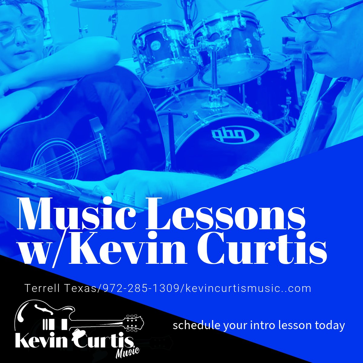 New Year, new musical you. Let's take that wish of wanting to play to a reality, with a method that has taught hundreds  just like you. Terrell TX based. Call for you intro lesson. Now. Guitar, bass, piano, drums and vocal. 972-285-1309./kevincurtismusic..com
