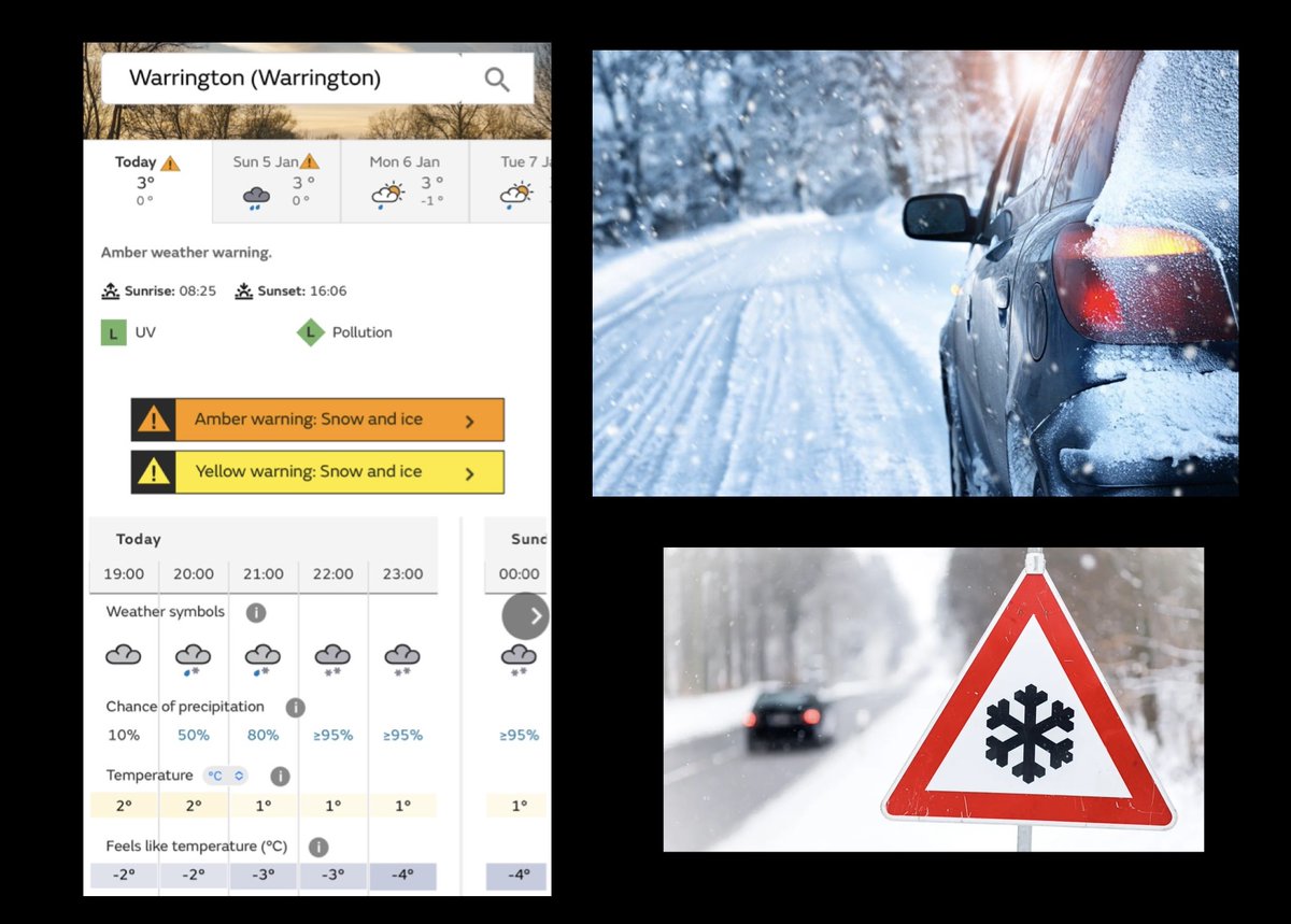 There is a Met office Amber weather warning for snow &amp; Ice tonight. In snow or icy conditions, it will take longer to stop - always drive at a speed appropriate for the conditions ❄️ Please follow this link for more advice orlo.uk/SeYKr