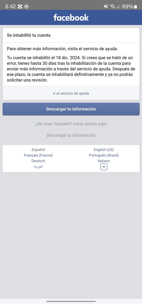 Bueno, abro Hilo sobre las Suspensiones, Bloqueos y Limitaciones de <a href="/Meta/">Meta</a> desde el 18 de diciembre de 2024....
Desde el 18 de diciembre de 2024, Meta ha enfrentado una crisis con suspensiones, bloqueos y limitaciones que aún persisten en WhatsApp, Instagram y Facebook...+