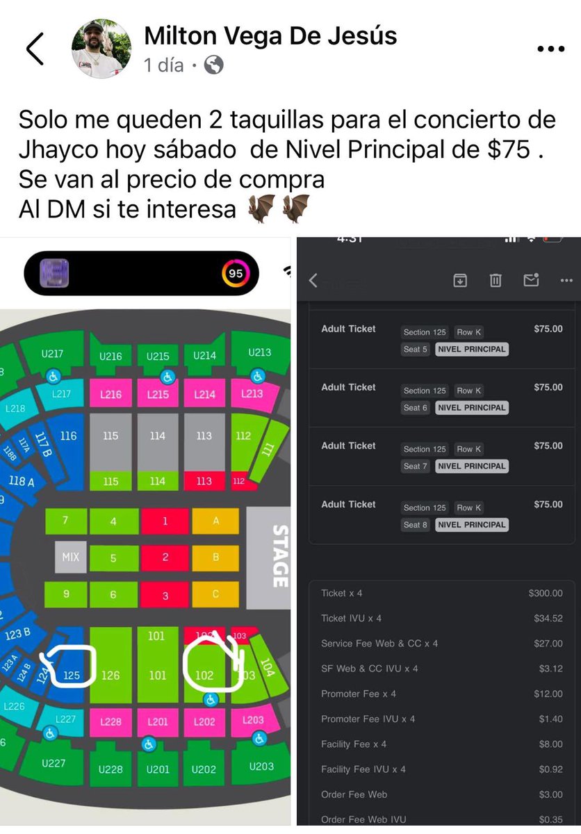 Dos taquillas para hoy sábado concierto de Jhayco