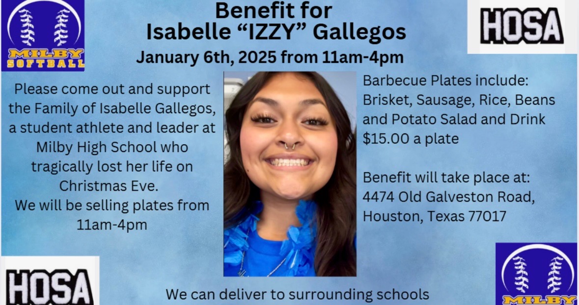 Calling on the <a href="/Milby_HS/">Charles Milby High School</a> and East End communities to please support the family of Isabelle Gallegos. 💙💛