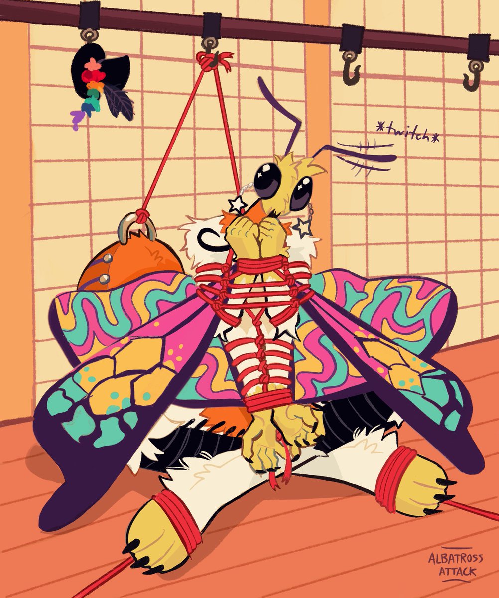 ArthurM_en's tweet image. My first furry commission, by @albatrossattack. Really cool rendering of the fisherman harness on Stella!