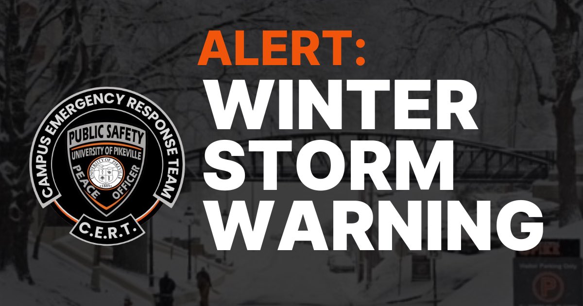 CERT UPDATE: 1/4 3:00pm
Winter Storm Warning issued for Pike Co. Campus EOC is OPEN and Operating at Level 2. If you are on campus and need assistance call or text 606.477.0262

PREPARE NOW