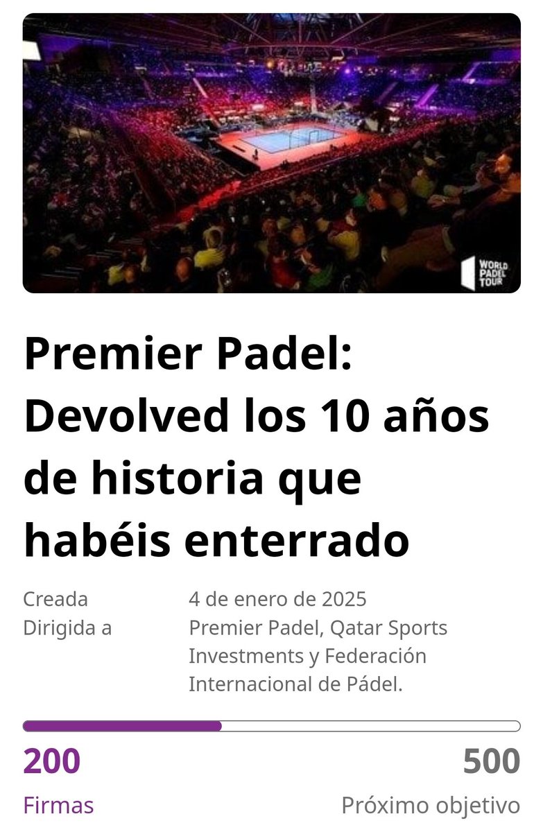 Ya somos 200. 
Vamos a por los 500. 

change.org/YouTube-Padel