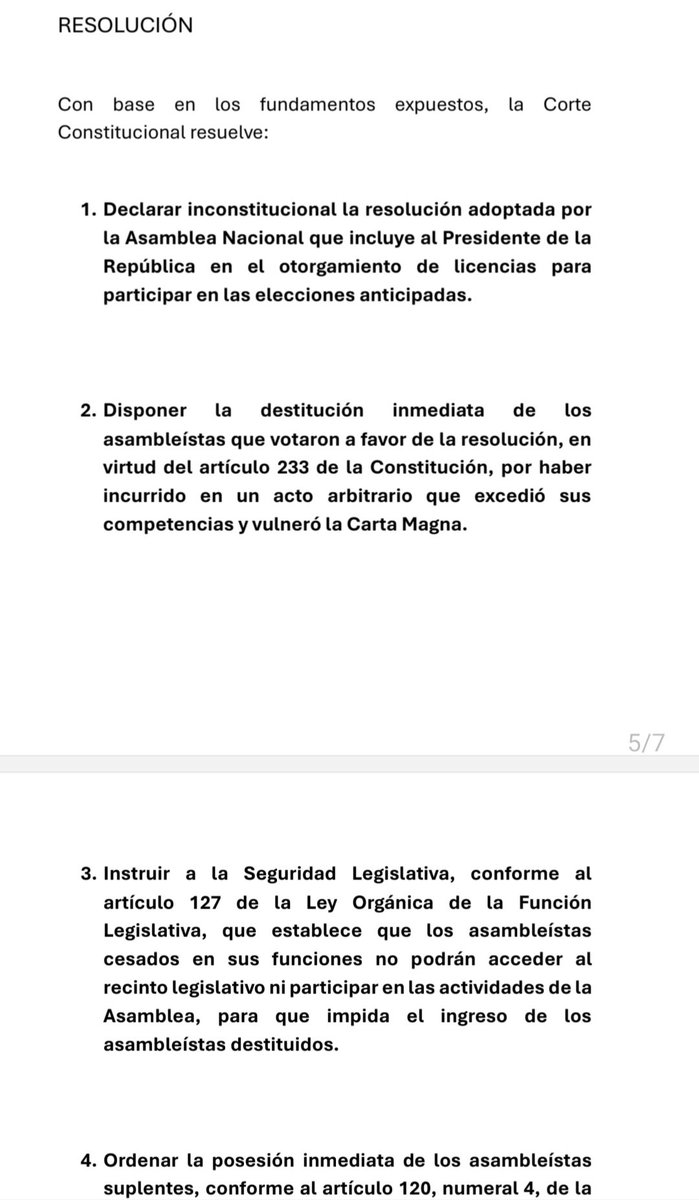 FullDemocracia's tweet photo. La Corte Constitucional acaba de mandar a la Vrg a la Asamblea, y por ende a la vice Abad.

Daniel Noboa no tiene que pedir licencia para ser candidato y deja bien en claro que esto no es reelección, es una elección.

Saludos cordiales asambleístas hpts. https://t.co/EfkAPs9KnT