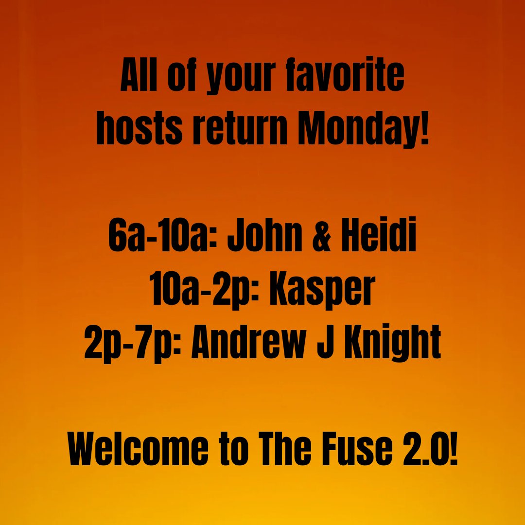 955thefuse's tweet photo. Monday morning! Audacy, TuneIn, Apple Music, Alexa, and https://t.co/tj8S8TjxXv https://t.co/RDCwk15QqF