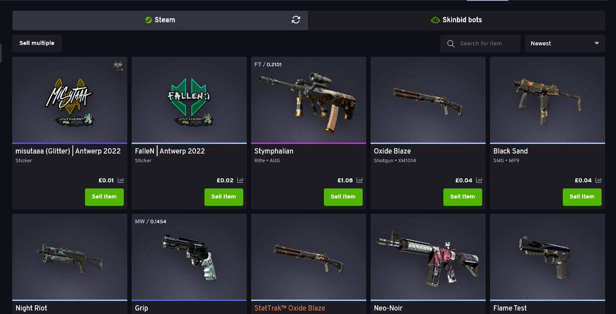 AmmoCS's tweet photo. Also no 10 day invisibility, I can list on skinbid instantly https://t.co/XShIzHjOVY