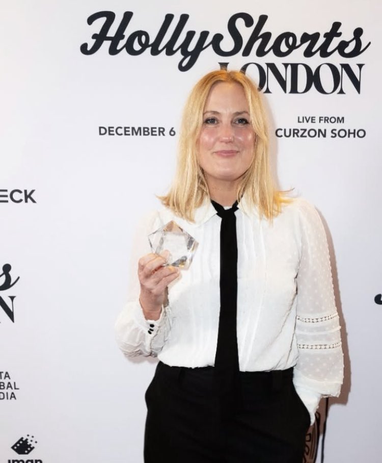 We’re thrilled to have won BEST COMEDY for MY WEEK WITH MAISY at the inaugural <a href="/HollyShorts/">HollyShorts (HSFF)</a> Film Festival LONDON! Here’s a snap of director @missmikasimmons with the award! Thanks so much for your support HollyShorts 🙏🏻☺️