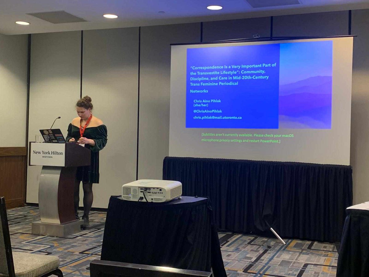 Aino Pihlak (@chrisainopihlak) on Twitter photo I love to start '25 off with herstory at #AHA2025 ! I spoke on how the preponderance of white, middleclass crossdressers structured the influence of homophobic, racist, & whorephobic discourses within certain 20thC trans femme Western subcultures #twitterstorians
<a href="/AHAhistorians/">American Historical Association</a> I love to start '25 off with herstory at #AHA2025 ! I spoke on how the preponderance of white, middleclass crossdressers structured the influence of homophobic, racist, & whorephobic discourses within certain 20thC trans femme Western subcultures #twitterstorians
<a href="/AHAhistorians/">American Historical Association</a>