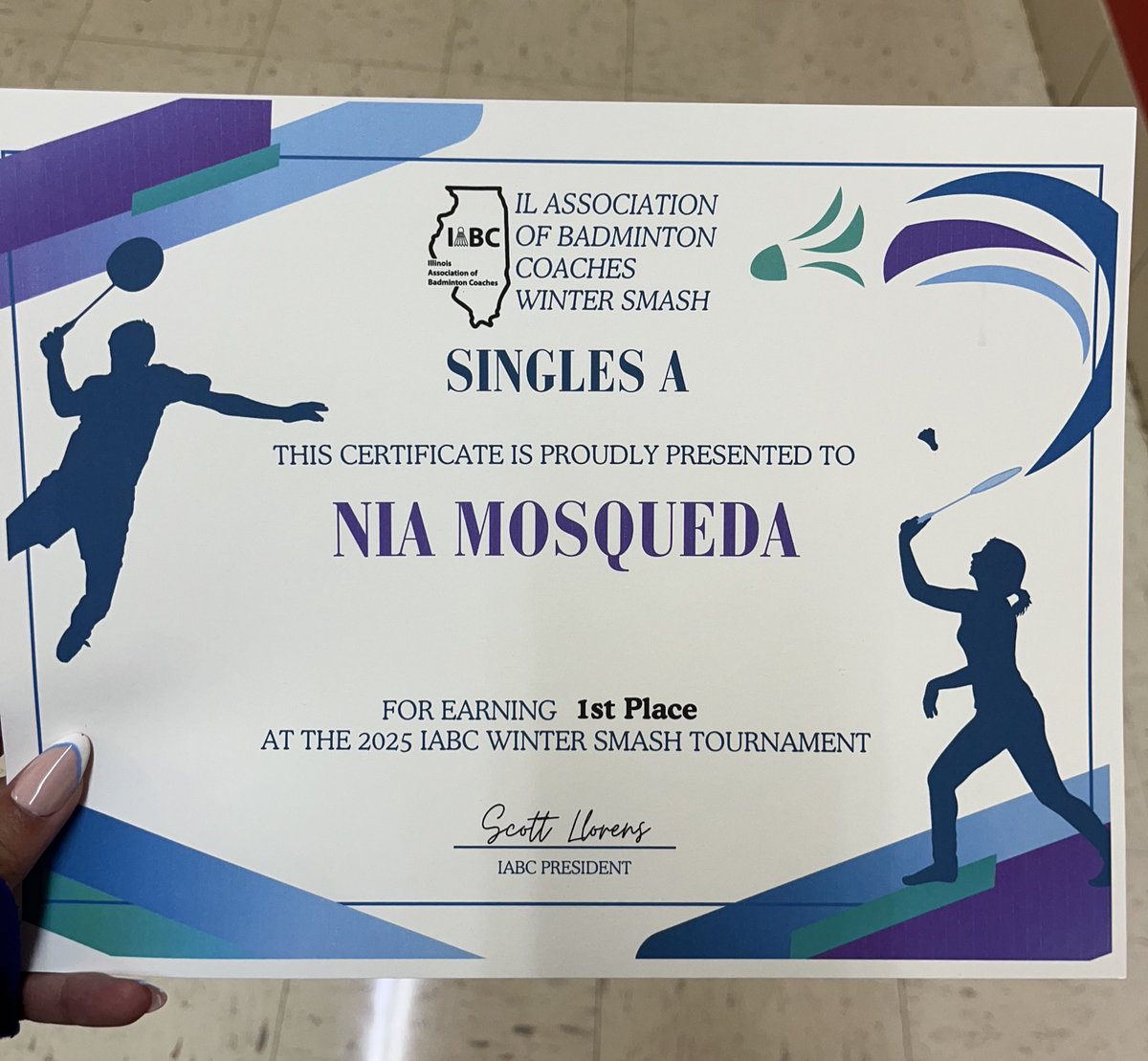 Congratulations to our very own Nia Mosqueda for winning the Singles title in the “A” Division of the <a href="/IABC_Badminton/">Illinois Association of Badminton Coaches</a> Winter Smash Tournament! Well done, Champ - we are SO proud of you! 🏸🥇👏