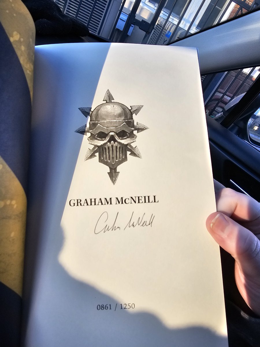 hex_giiirl's tweet photo. @GrahamMcNeill I was incredibly lucky and found one of your children in the wild today. Saw the spine of a 40k novel I didn't have yet at the local Goodwill and picked it up. Promptly began hollering when I opened the cover. 😱☠️ https://t.co/Etelf09w6m