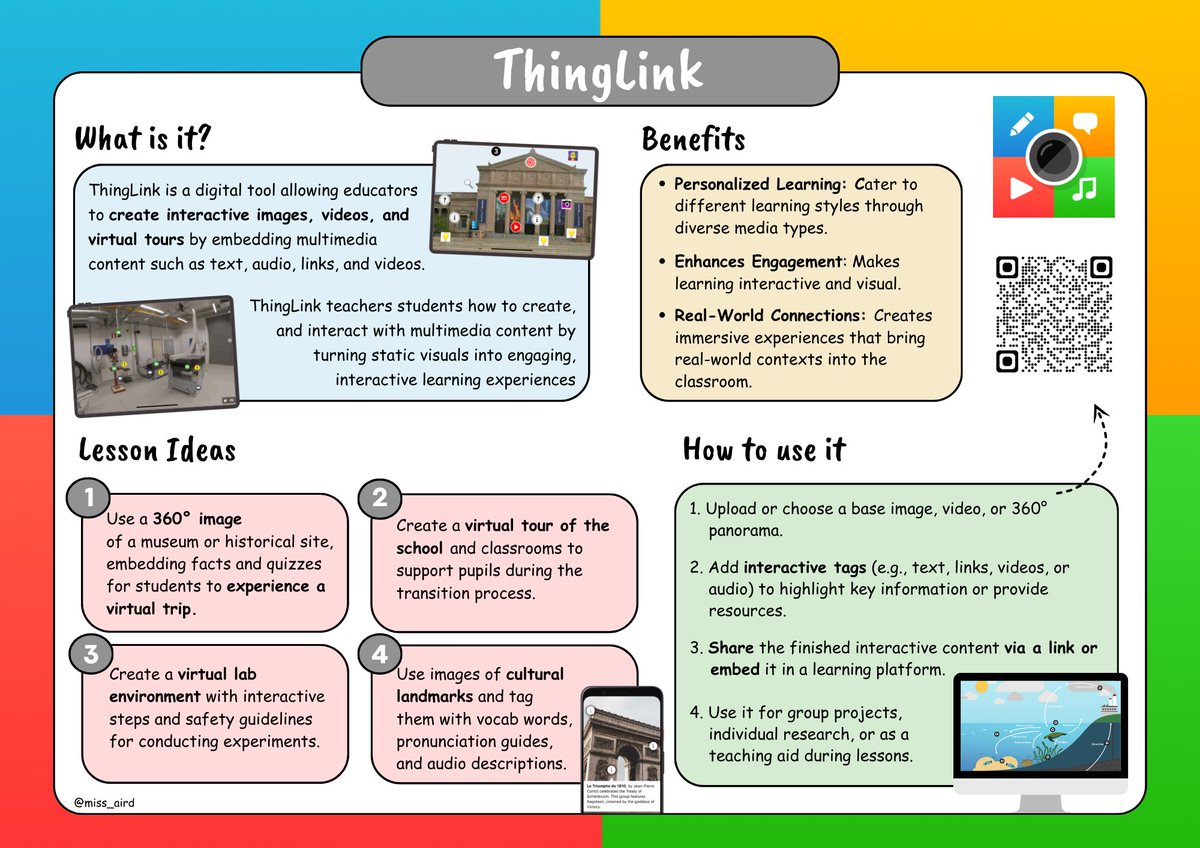 Miss Aird (@miss_aird) on Twitter photo Digital Tools Guide 3
Here's a quick guide to <a href="/ThingLink_EDU/">ThingLink Education</a> to help you design interactive, engaging lessons! 🌍✨
It includes how to use it, lesson ideas, and more to enhance your digital pedagogy.
Download it now on my website!
sites.google.com/view/miss-aird… Digital Tools Guide 3
Here's a quick guide to <a href="/ThingLink_EDU/">ThingLink Education</a> to help you design interactive, engaging lessons! 🌍✨
It includes how to use it, lesson ideas, and more to enhance your digital pedagogy.
Download it now on my website!
sites.google.com/view/miss-aird…