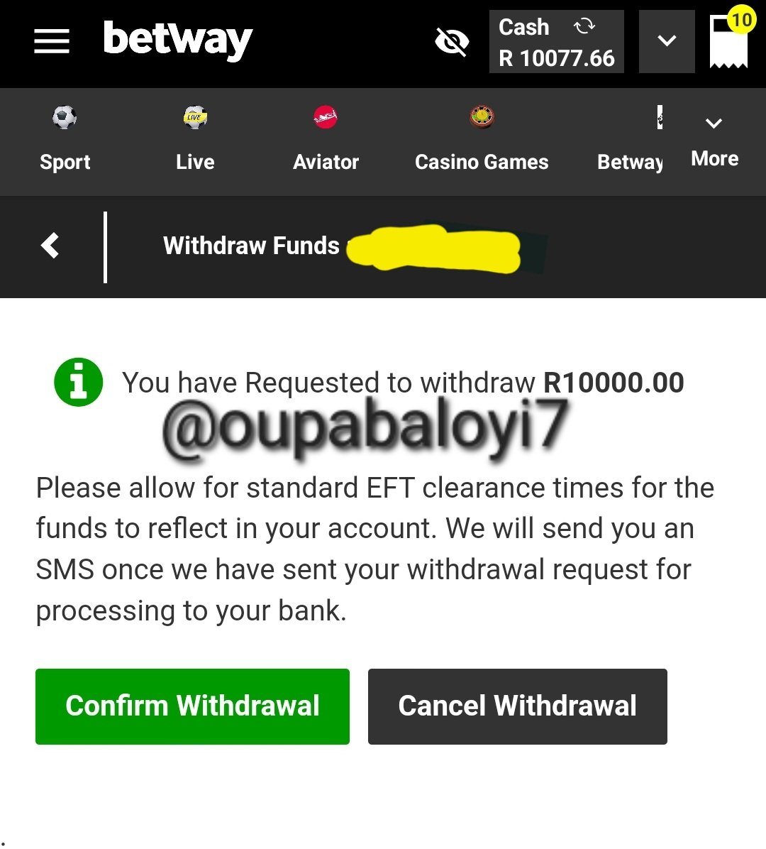 OupaBaloyi7's tweet photo. 🚨 You're missing out if you don't have a Betway account!

I just bagged R10,000 tonight! 💸🔥

Sign up with my code: BALOYI7 and get a 100% deposit match up to R1,000 as a FREE Bet!

Sign up here: 👉 https://t.co/XRMqR3zDLV…

#Betway #BetwaySquad https://t.co/08MVSabaKK