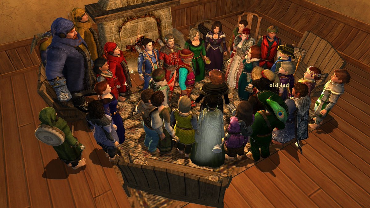 lina_willow's tweet photo. A lovely hobbit New Year's party at the Plough and Stars yesterday! We had music and fireworks, we toasted Tolkien (aka. Ronald Dwale), and we promised that us hobbits would stick together somehow during the upcoming server changes @lotro #laurelin @lotrofamily https://t.co/KKkPERPJHJ
